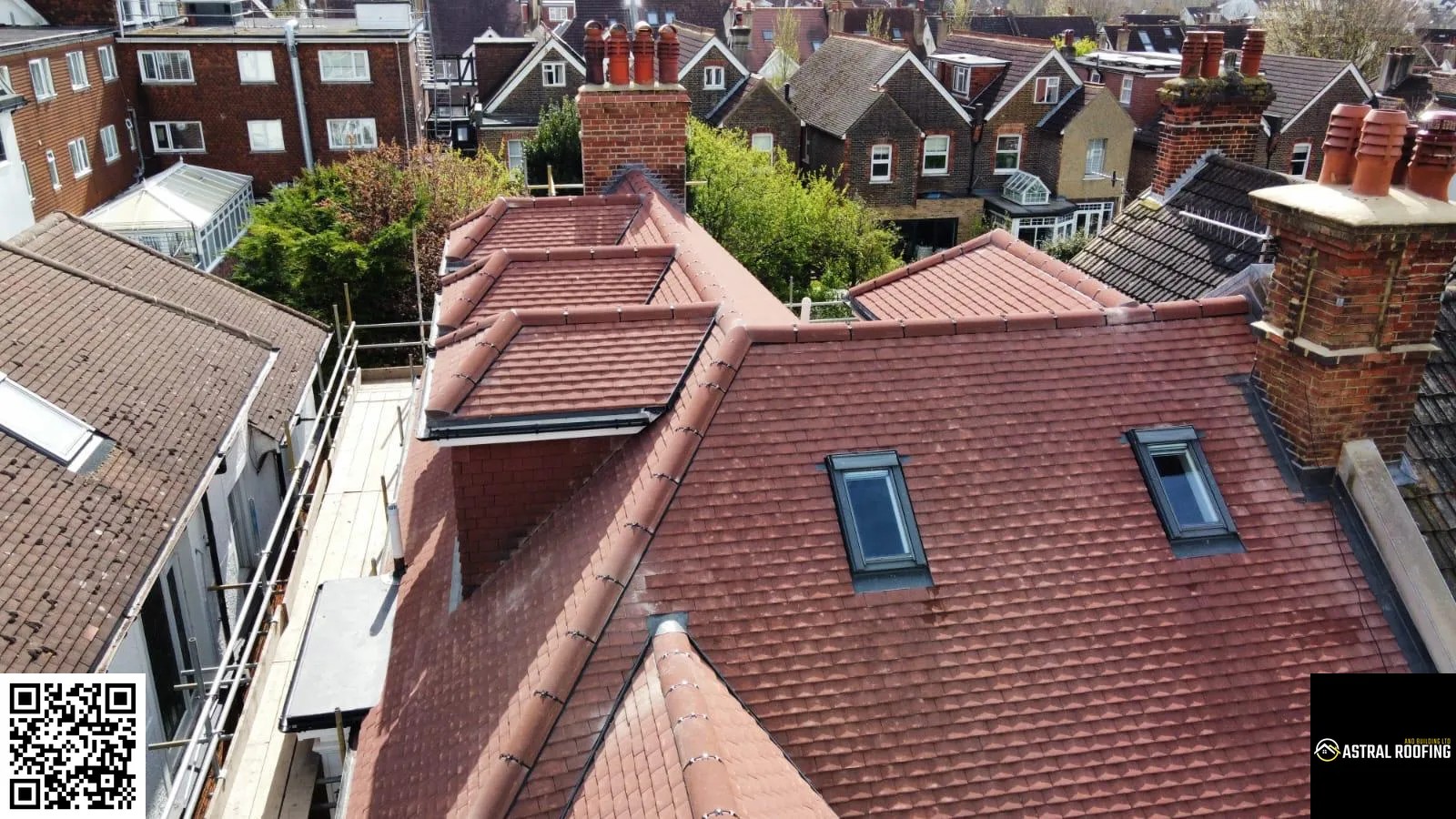 Professional roof repair work on UK house